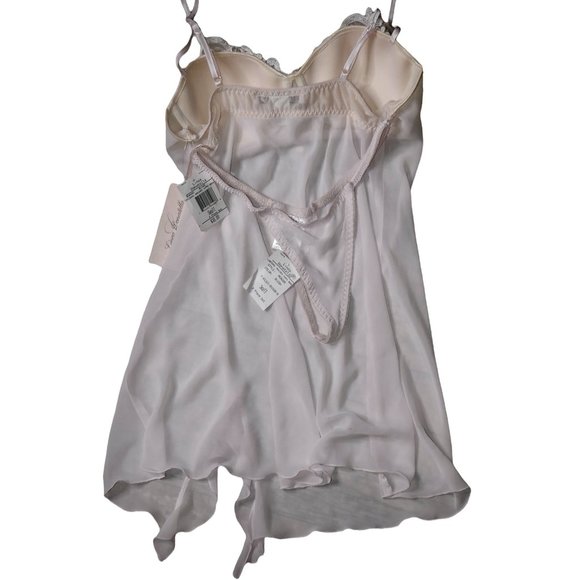 NWT Linea Donatella Blush Pink Bridal Molded Cups Babydoll Lingerie Set Small - Picture 3 of 8